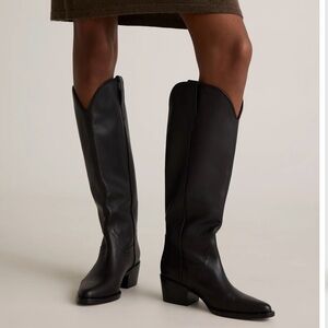 Quince Italian Leather Tall Western Boots Black Size 10